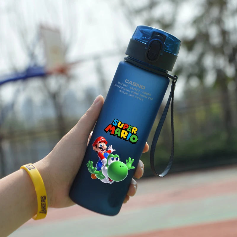 Super Mario 560ML Water Cup Large Capacity Portable Plastic Cartoon Cute Children Kettle Adult Outdoor Sports Water Bottle Gifts