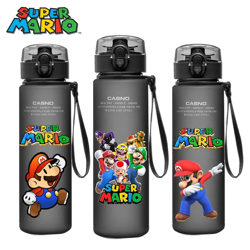 Super Mario 560ML Water Cup Large Capacity Portable Plastic Cartoon Cute Children Kettle Adult Outdoor Sports Water Bottle Gifts