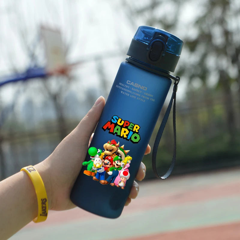 Super Mario 560ML Water Cup Large Capacity Portable Plastic Cartoon Cute Children Kettle Adult Outdoor Sports Water Bottle Gifts